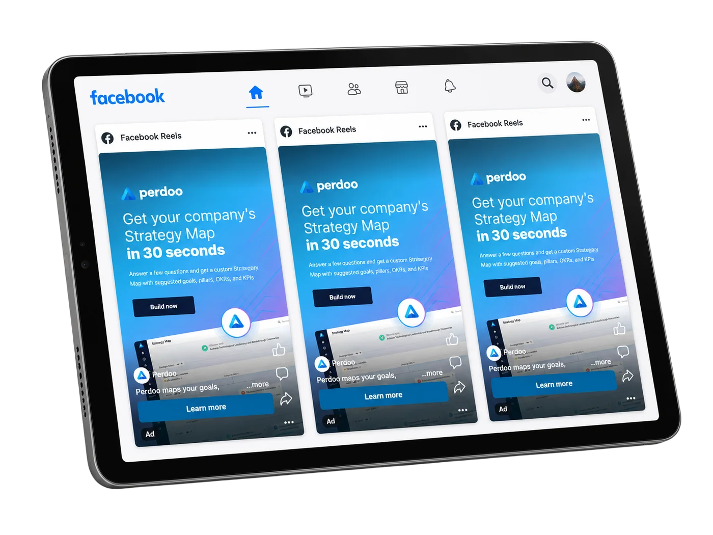 Facebook and Instagram lead generation ads preview on a tablet
