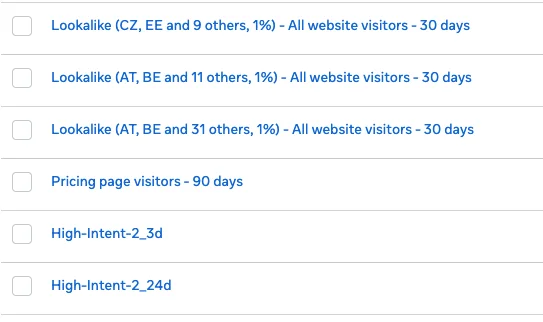 Lookalike audiences built from website visitors in Meta Ads Manager